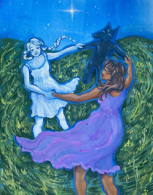 Star Girl 2, gouache, colored pencils (2023)