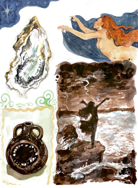 Omens, Watercolor and Ink (2025)