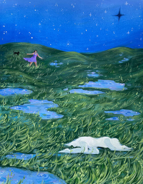 Star Girl 1, gouache, colored pencils (2023)
